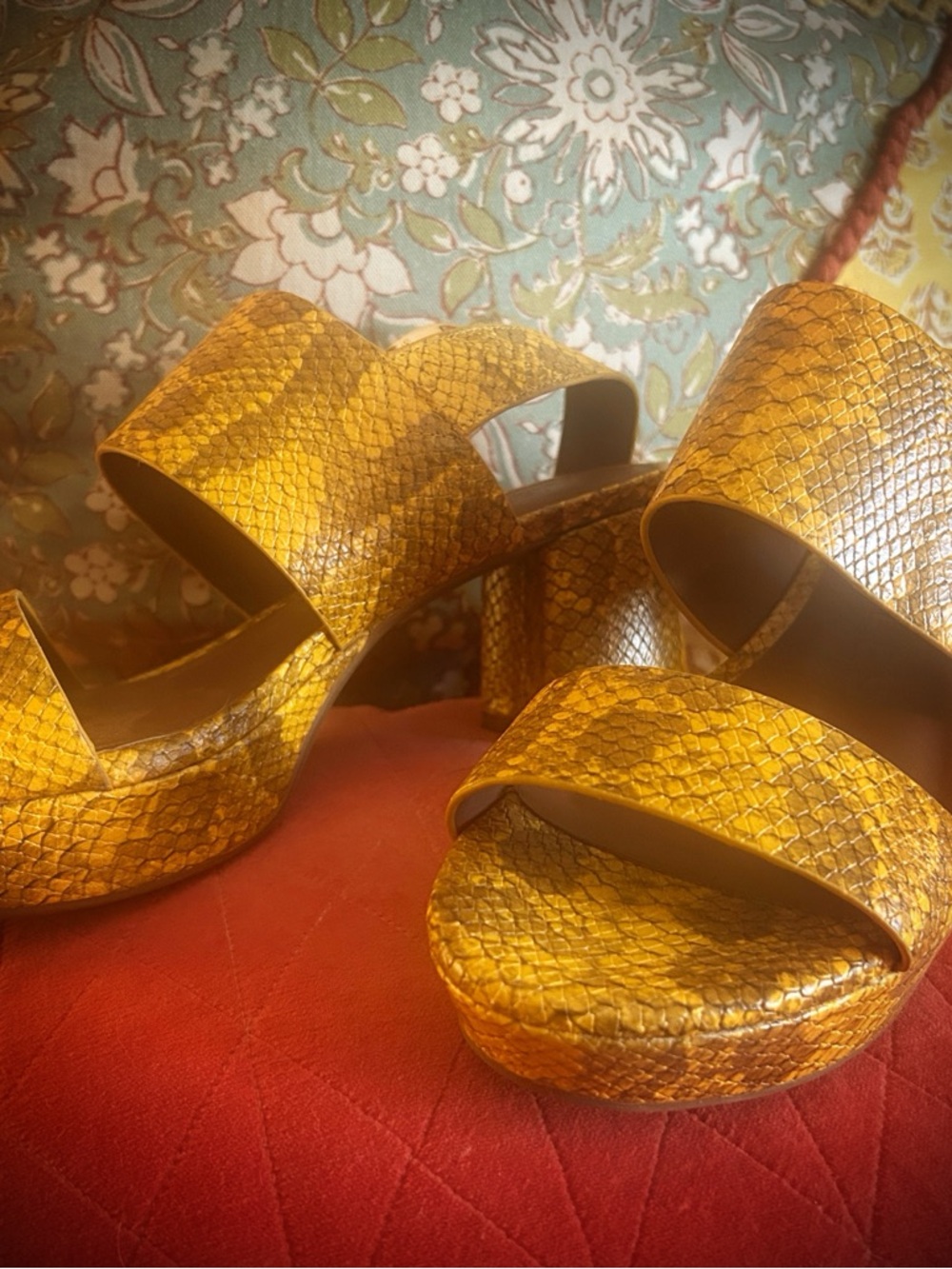 Aerosoles Women's Platform Sandal in Marigold Snake